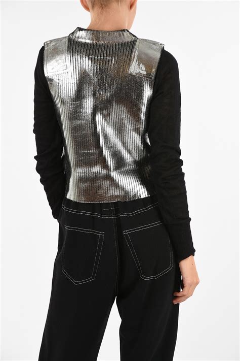 metallic leather sweater